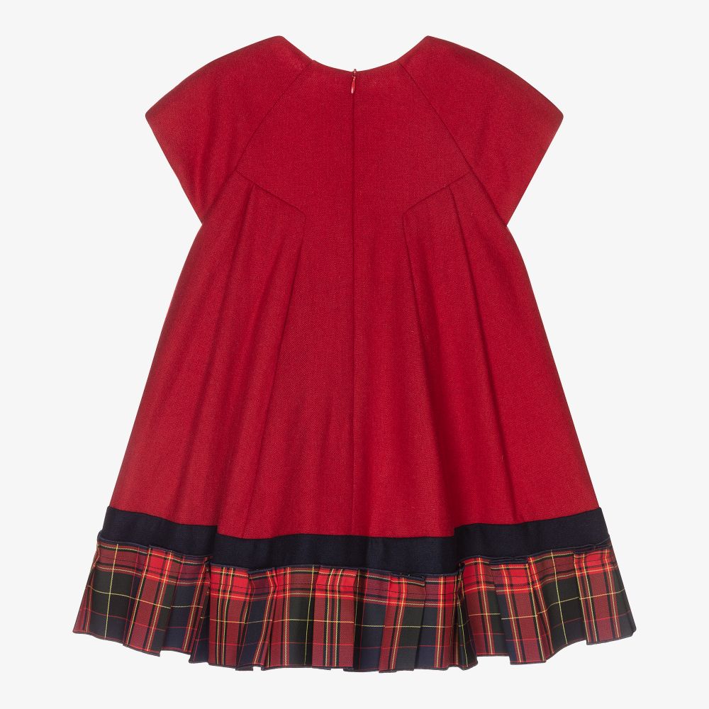 Balloon Chic-فستان مزيج صوف وفيسكوز تارتان لون أحمر وكحلي | Childrensalon Outlet