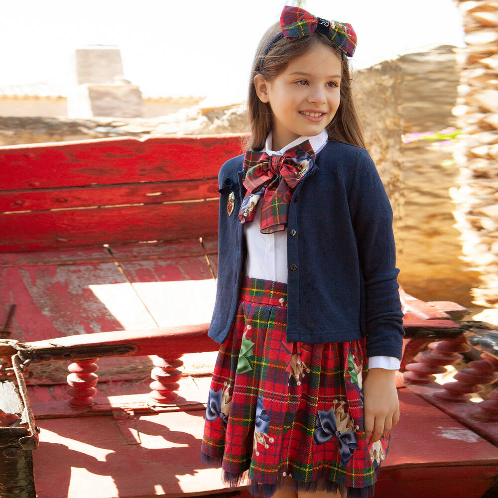 Balloon Chic Red Tartan Corduroy Skirt Childrensalon Outlet