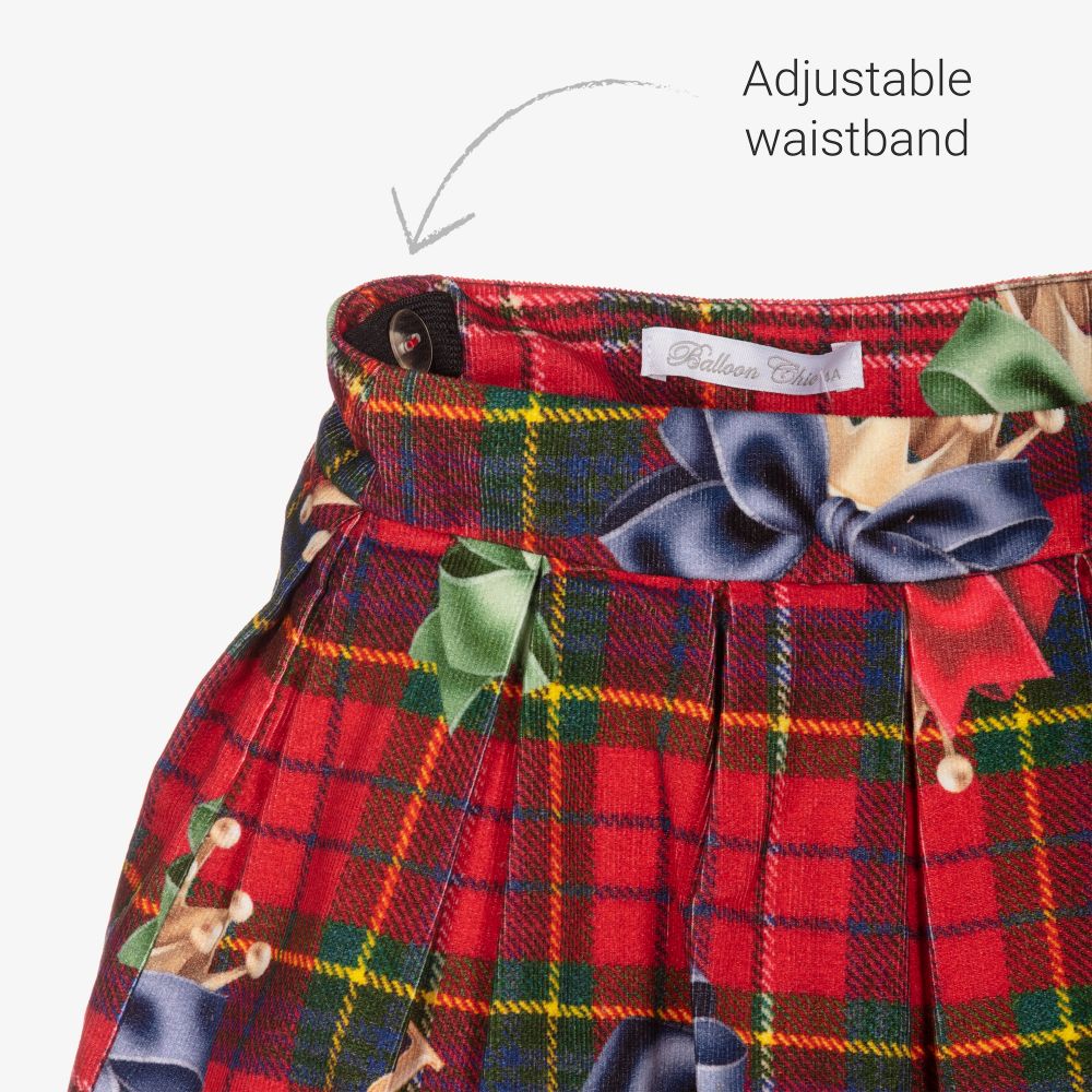 Balloon Chic-Red Tartan Corduroy Skirt | Childrensalon Outlet