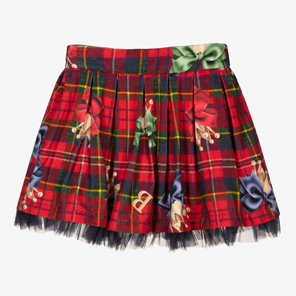 Balloon Chic-Red Tartan Corduroy Skirt | Childrensalon Outlet
