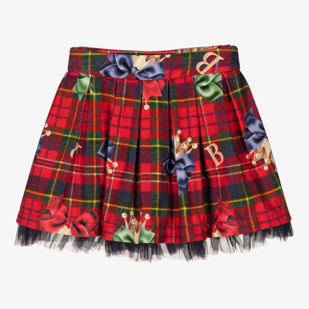 Balloon Chic - Red Tartan Corduroy Skirt | Childrensalon