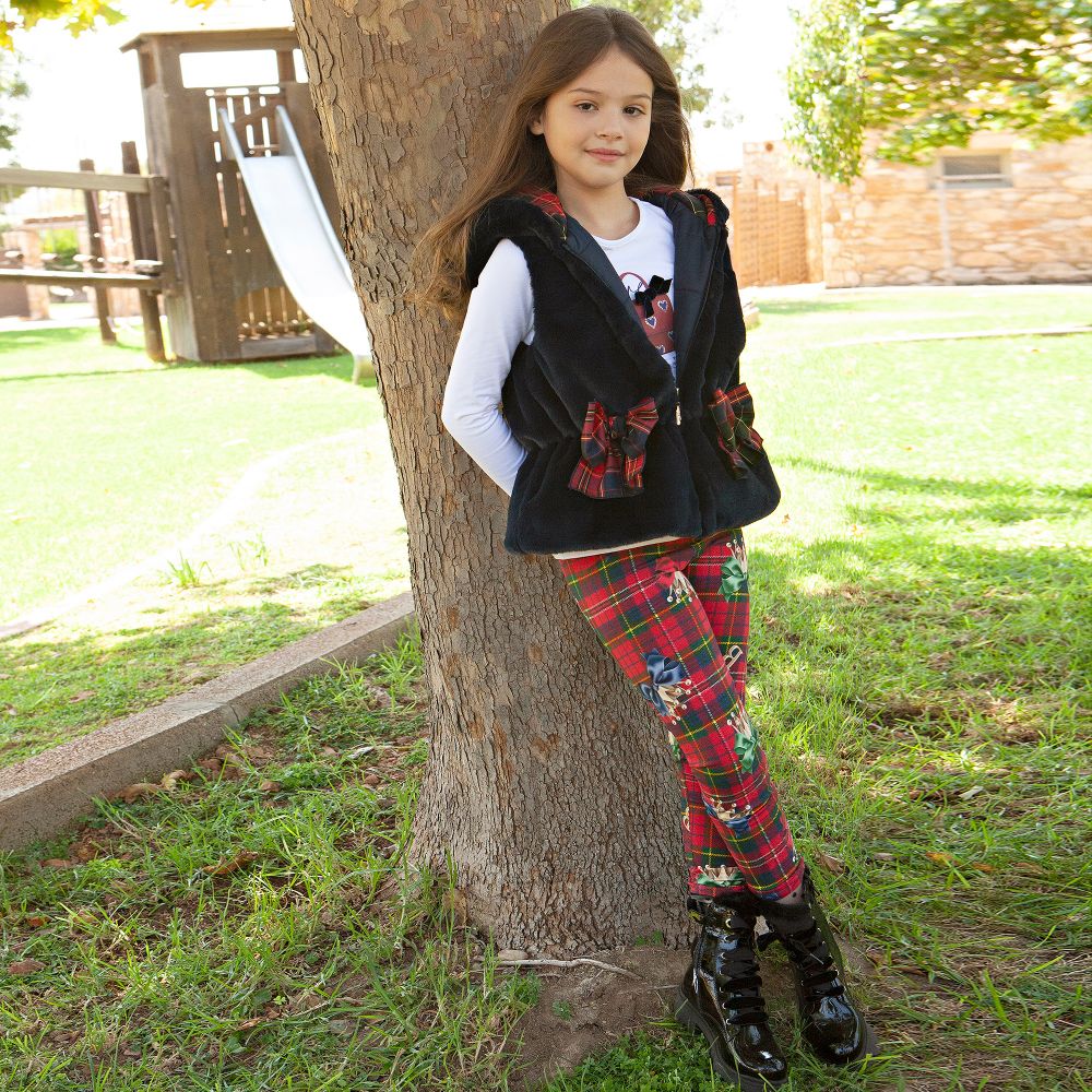 Balloon Chic - Red Tartan Cotton Leggings