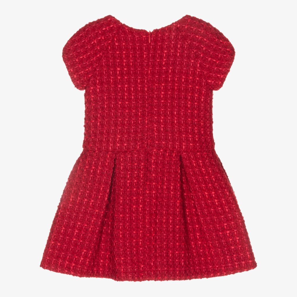 Balloon Chic-Red Wool Blend Tweed Dress | Childrensalon Outlet
