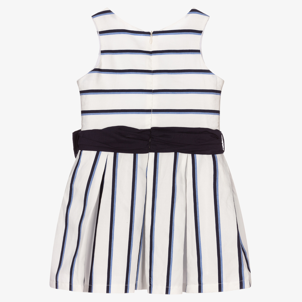 Balloon Chic-White & Blue Stripe Dress | Childrensalon Outlet
