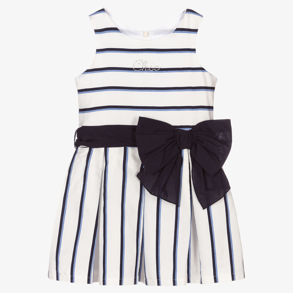 Balloon Chic-White & Blue Stripe Dress | Childrensalon Outlet