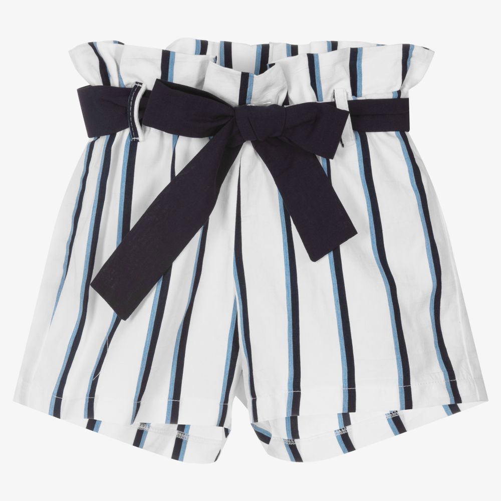 Balloon Chic-White & Blue Viscose Shorts | Childrensalon Outlet