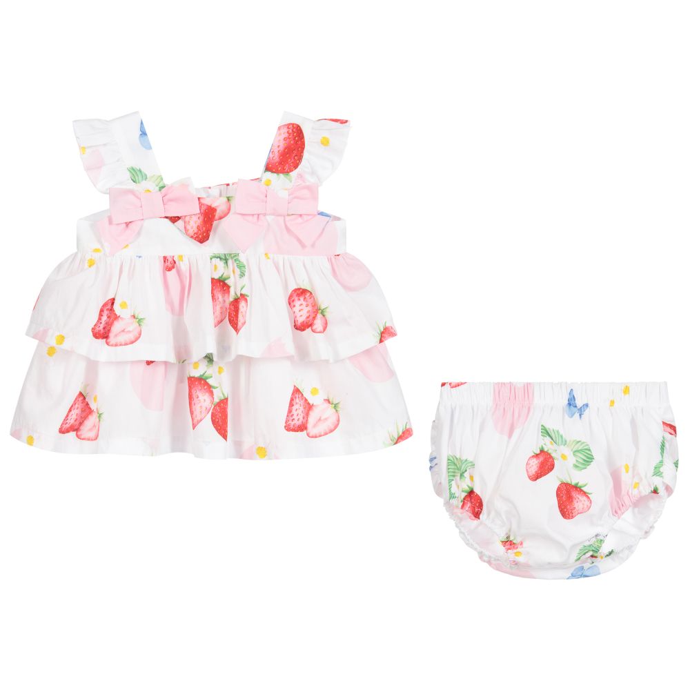 Balloon Chic - White Cotton Baby Dress Set | Childrensalon