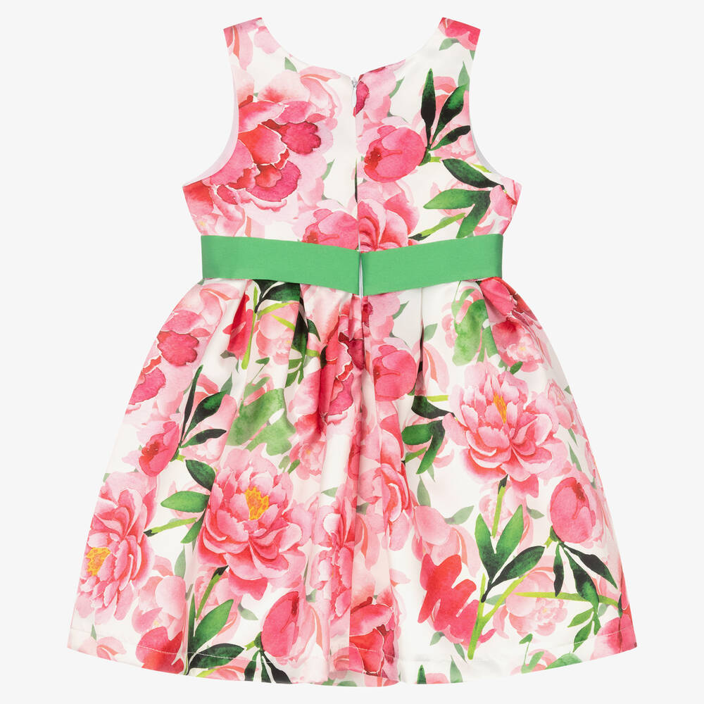 Balloon Chic-Белое атласное платье с розовыми цветами | Childrensalon Outlet