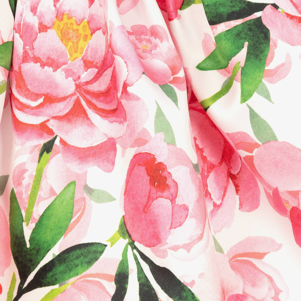 Balloon Chic-Белое атласное платье с розовыми цветами | Childrensalon Outlet