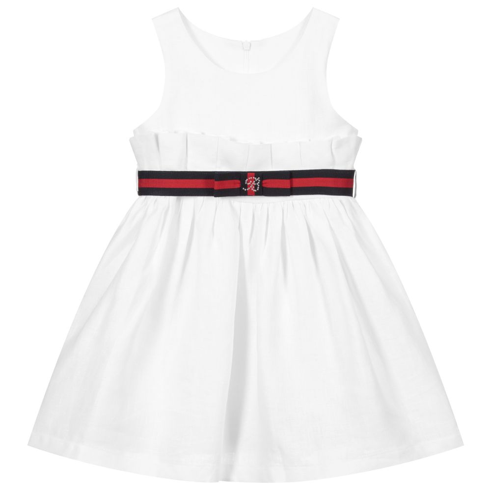 Balloon Chic-White, Red & Blue Belted Dress | Childrensalon Outlet