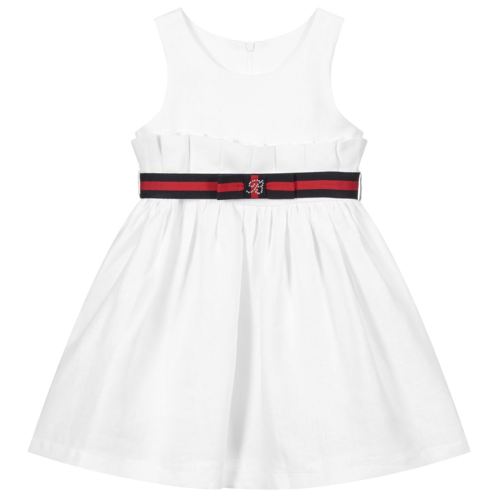 Balloon Chic - White, Red & Blue Belted Dress | Childrensalon