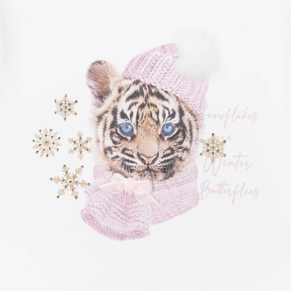 Balloon Chic-White Tiger & Snowflakes Top | Childrensalon Outlet