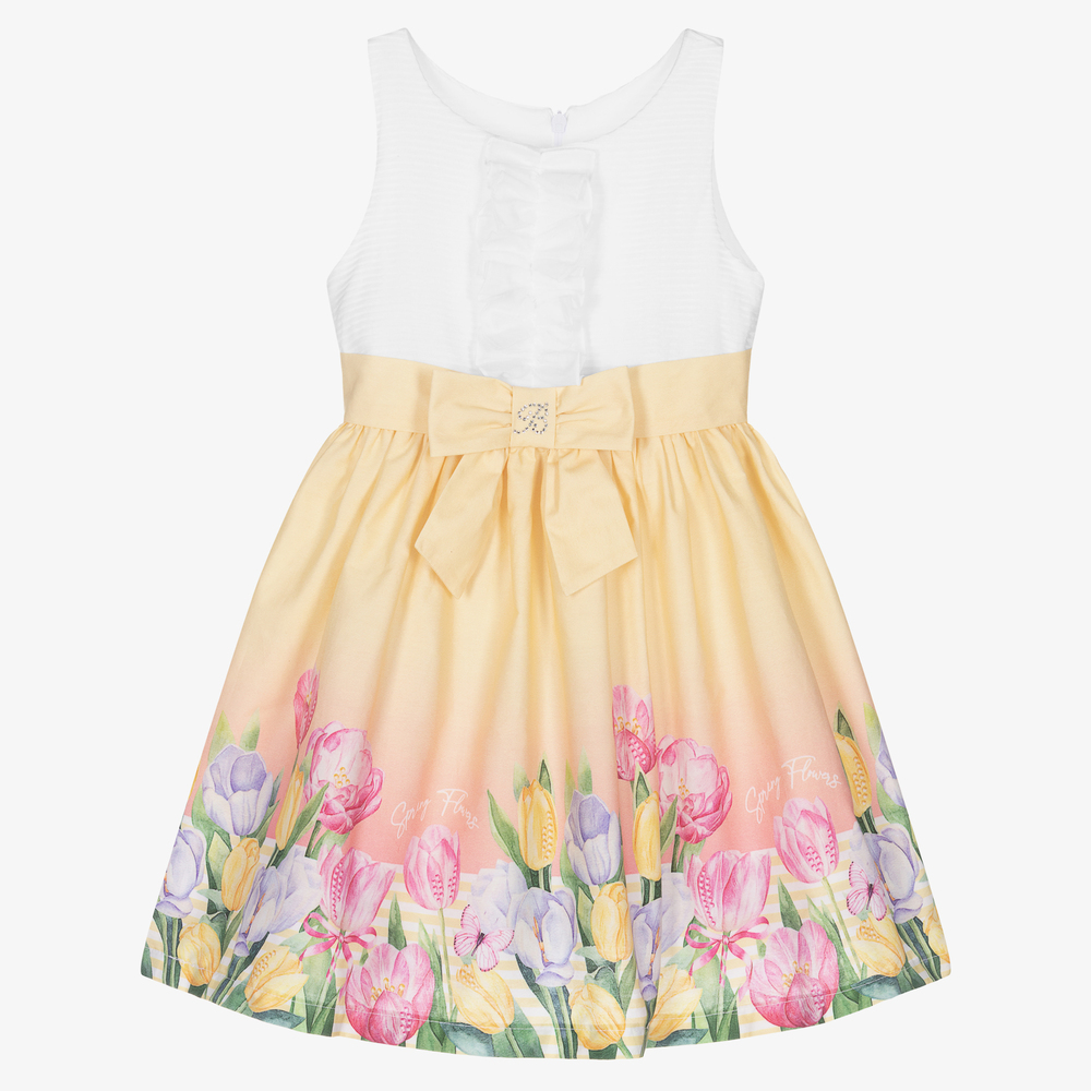 Balloon Chic - Желто-белое платье с тюльпанами | Childrensalon