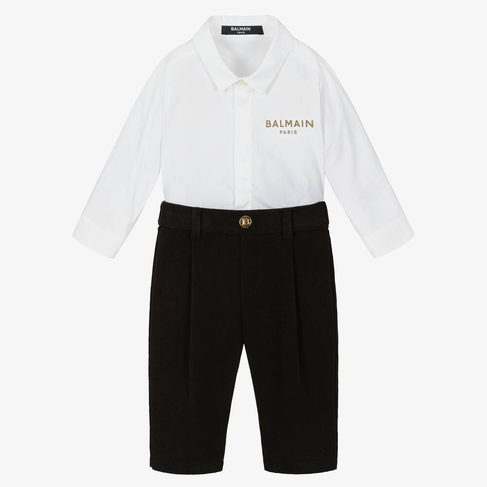 Balmain - Costume short blanc et noir bébé | Childrensalon