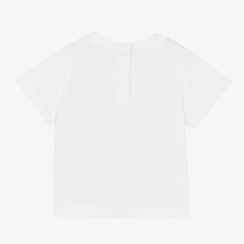 Balmain-Baby Boys White Iridescent Logo T-Shirt | Childrensalon Outlet