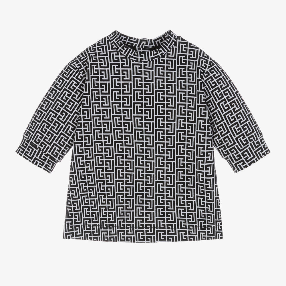 Balmain-Baby Girls Black Logo Dress | Childrensalon Outlet