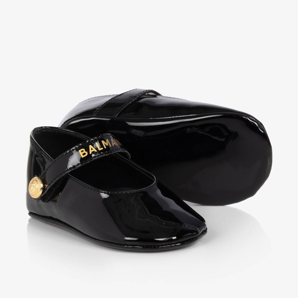 Balmain - Baby Girls Black Patent Pre-Walker Shoes  | Childrensalon