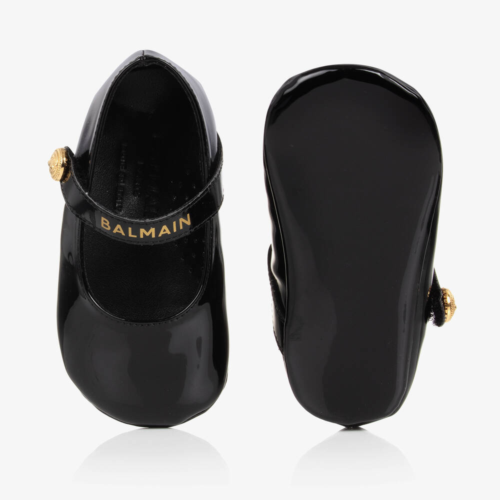 Balmain Baby Girls Black Patent Pre Walker Shoes Childrensalon