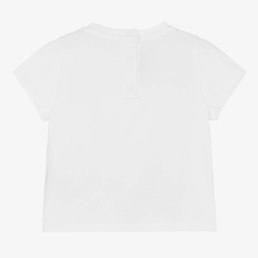 Balmain-تيشيرت قطن لون أبيض وذهبي للمولودات | Childrensalon Outlet