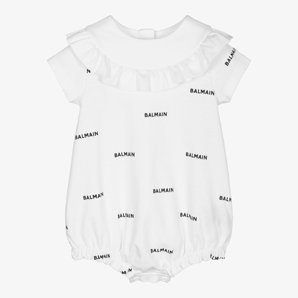 Balmain - Baby Girls White Logo Shortie | Childrensalon