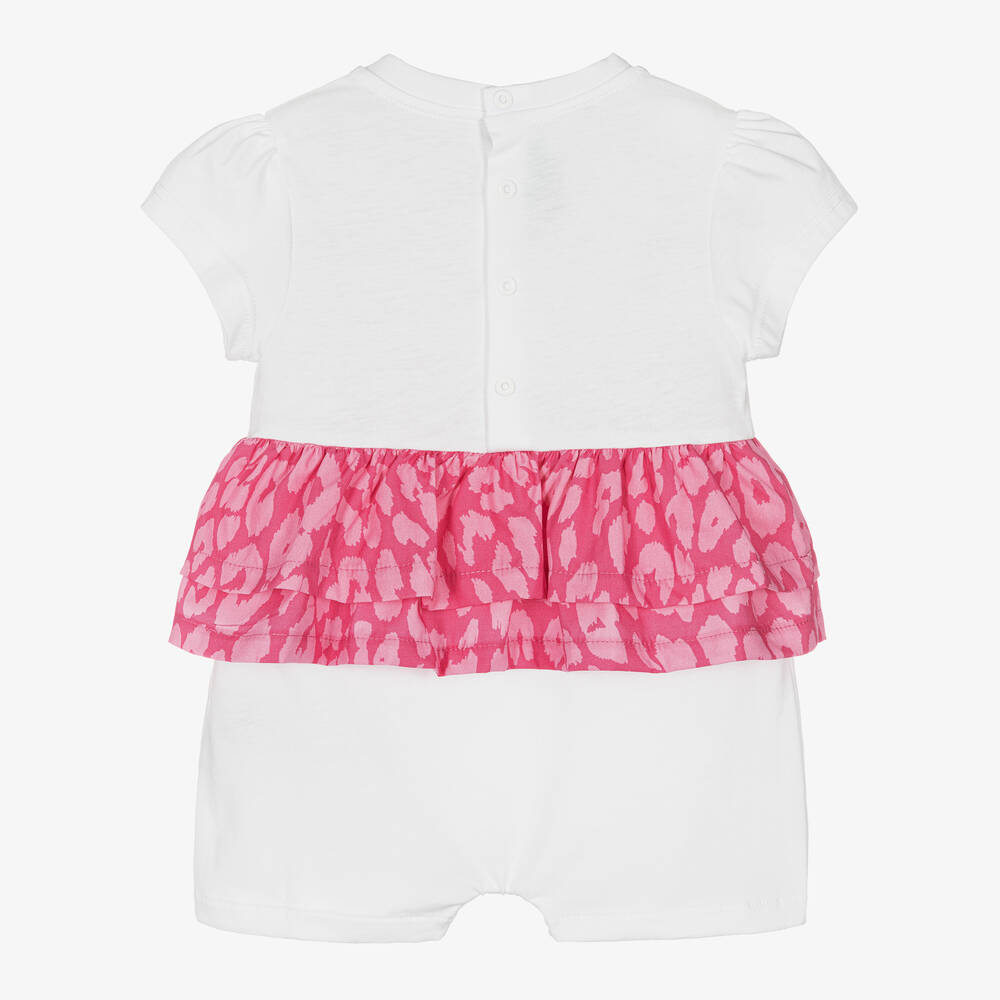 Balmain Baby Girls White Pink Leopard Shortie