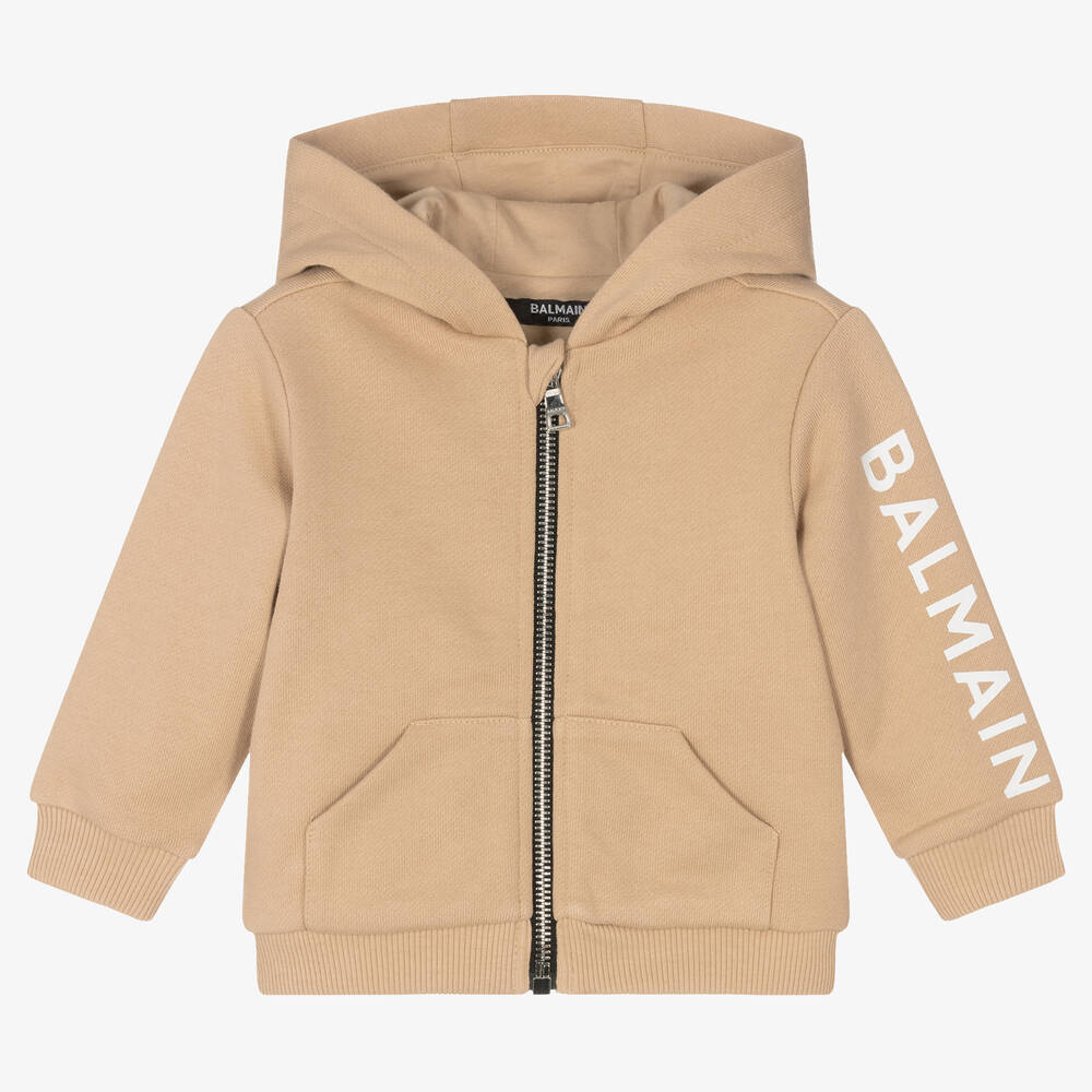 Balmain - Beige Cotton Zip-Up Top | Childrensalon