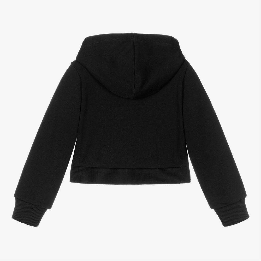 Balmain-Black Cotton Cropped Hoodie | Childrensalon Outlet