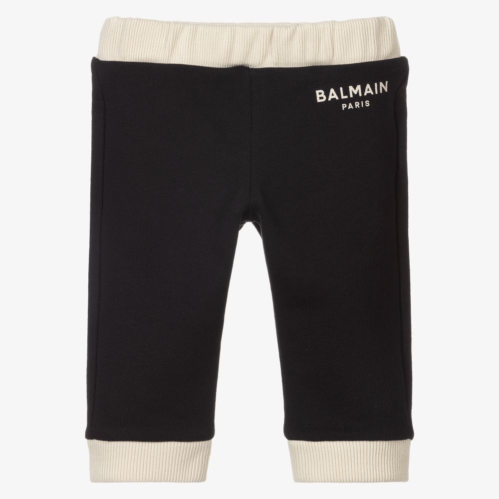 Balmain - Black Cotton Logo Baby Joggers | Childrensalon