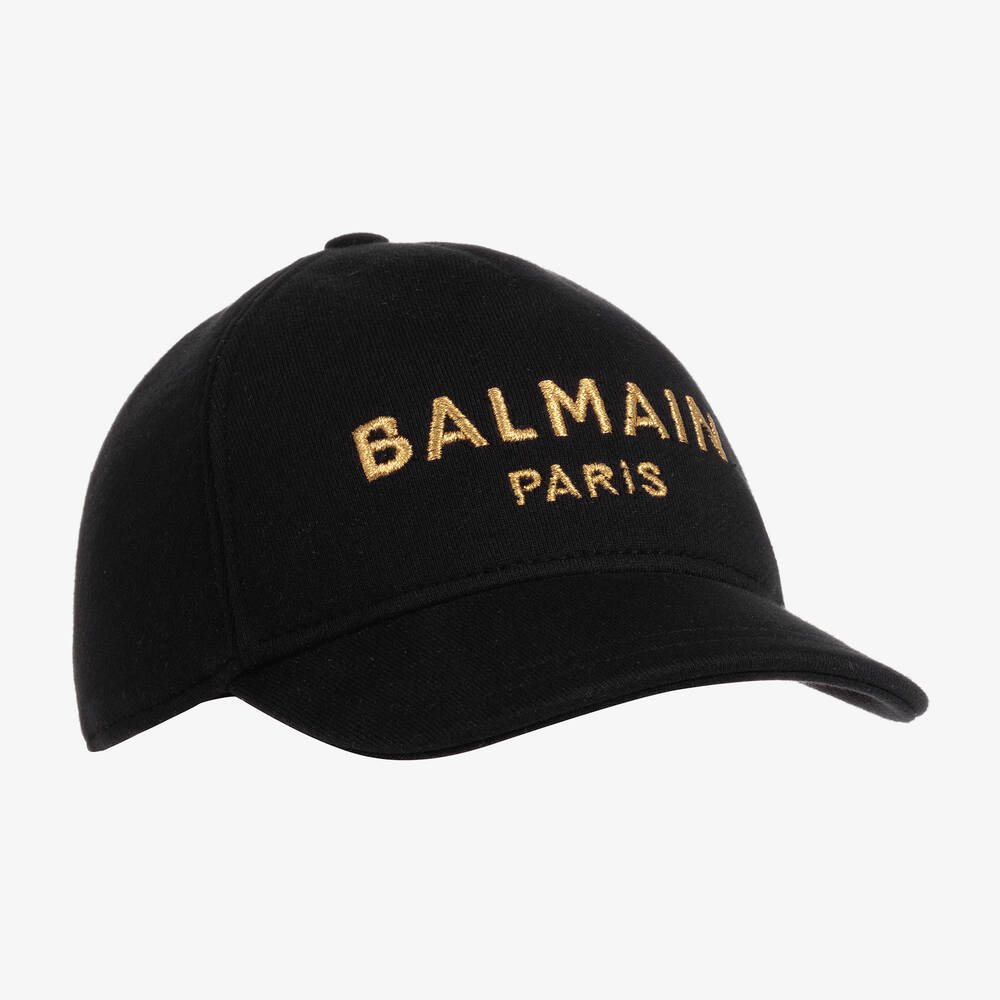 Balmain - Black Cotton Logo Cap | Childrensalon