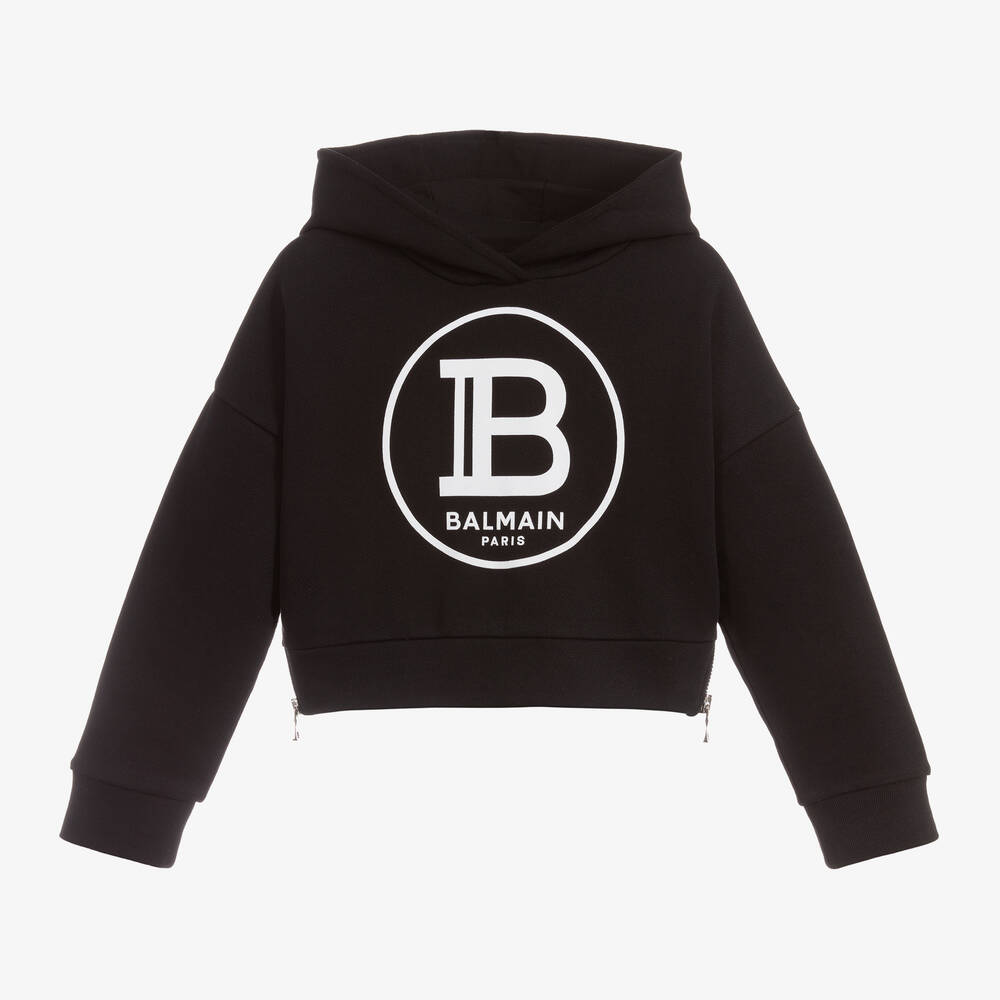 Black Cotton Logo Hoodie