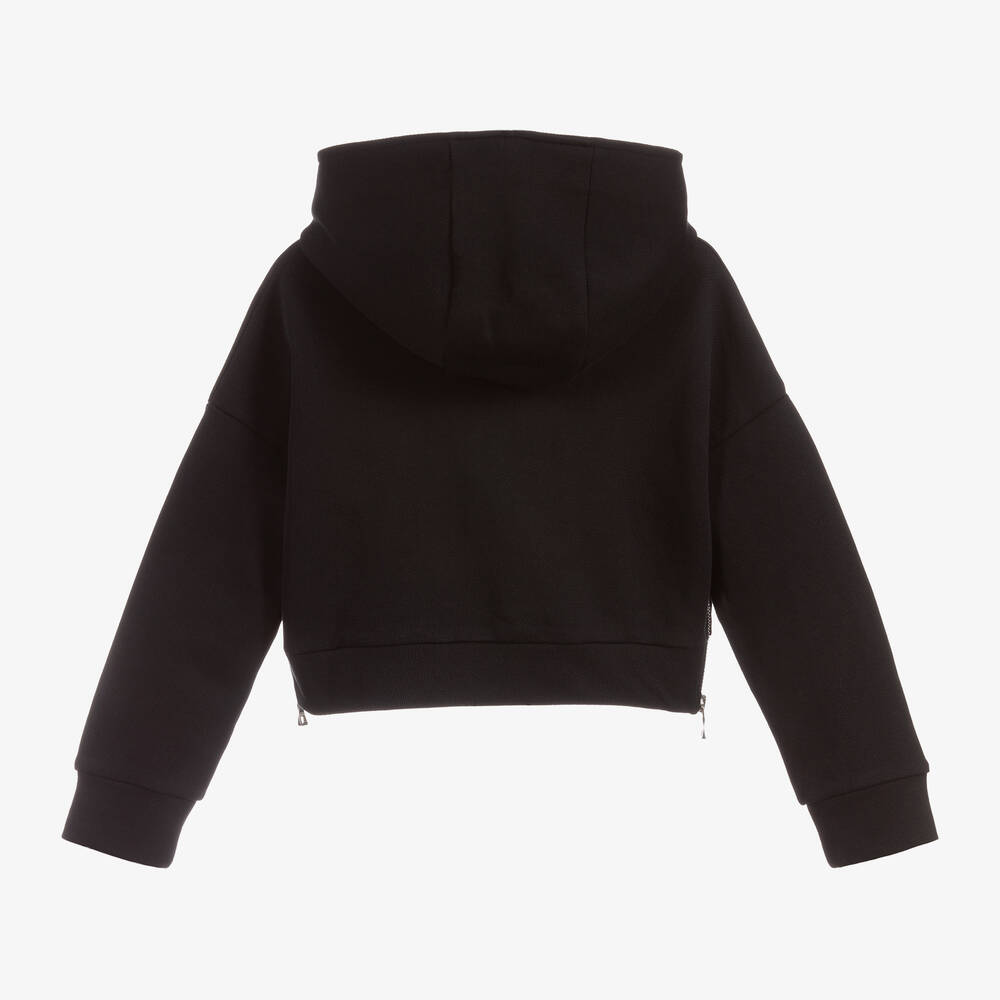 Balmain Black Cotton Logo Hoodie Childrensalon Outlet