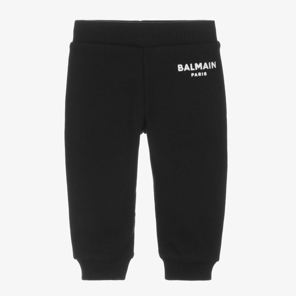 Balmain - Black Cotton Logo Joggers | Childrensalon