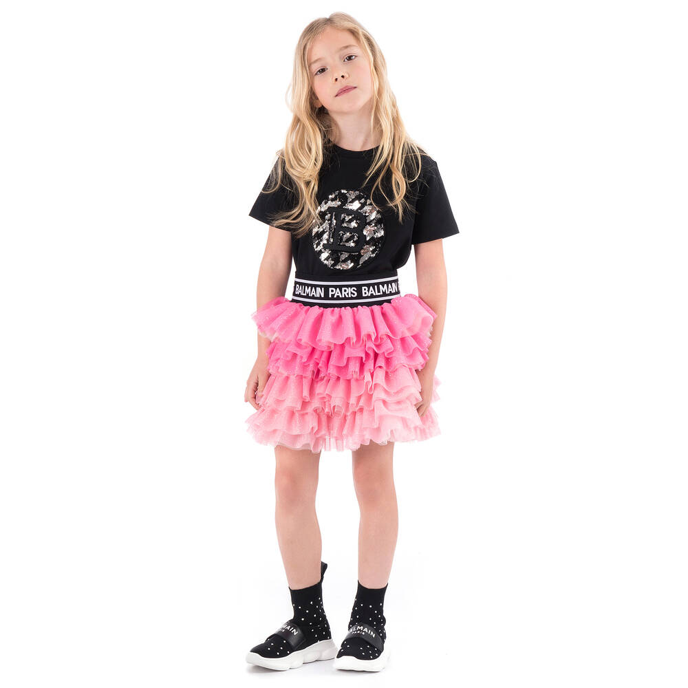 Balmain-Black Cotton Logo T-Shirt | Childrensalon Outlet