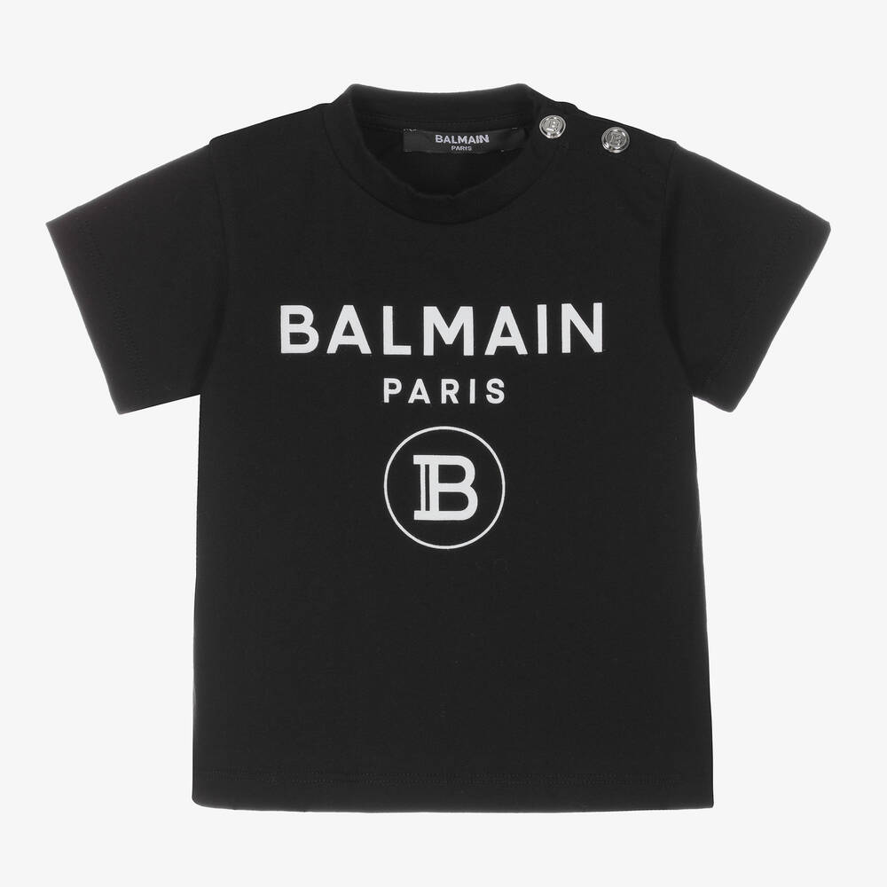 Balmain - تيشيرت قطن لون أسود للأطفال | Childrensalon