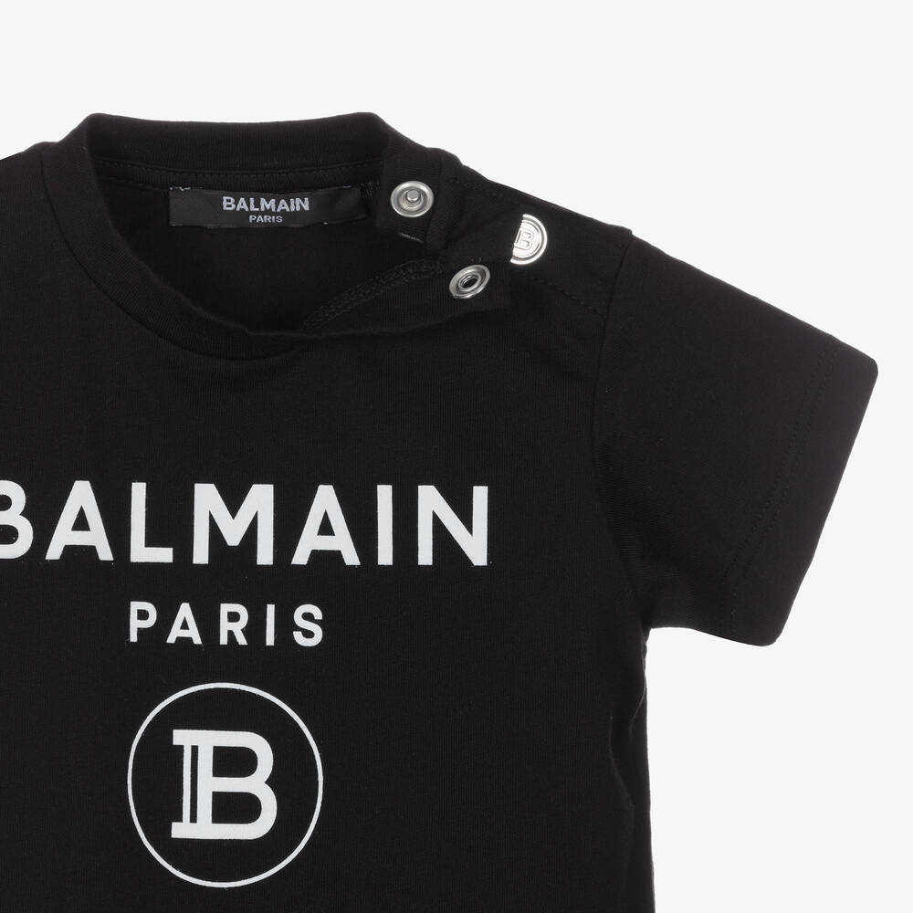 Balmain-تيشيرت قطن لون أسود للأطفال | Childrensalon Outlet