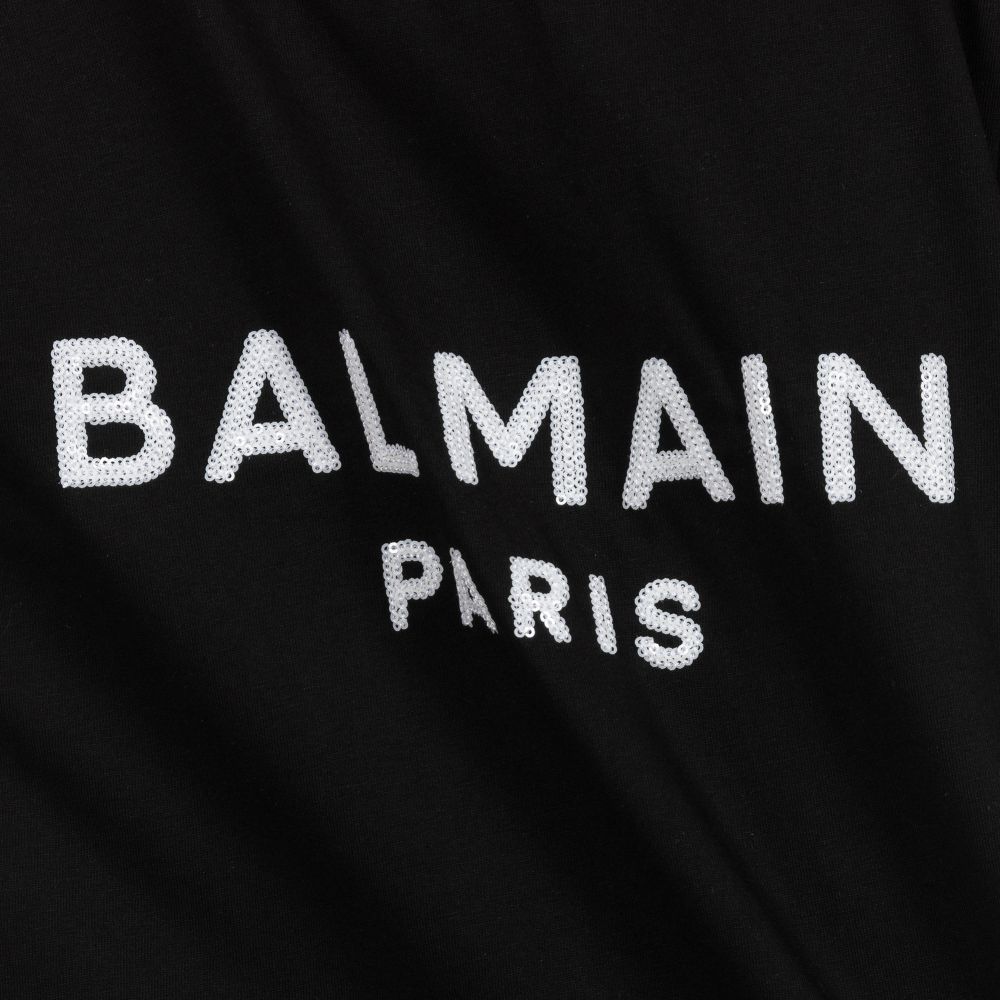 Balmain - Black Cotton T-Shirt Dress ...