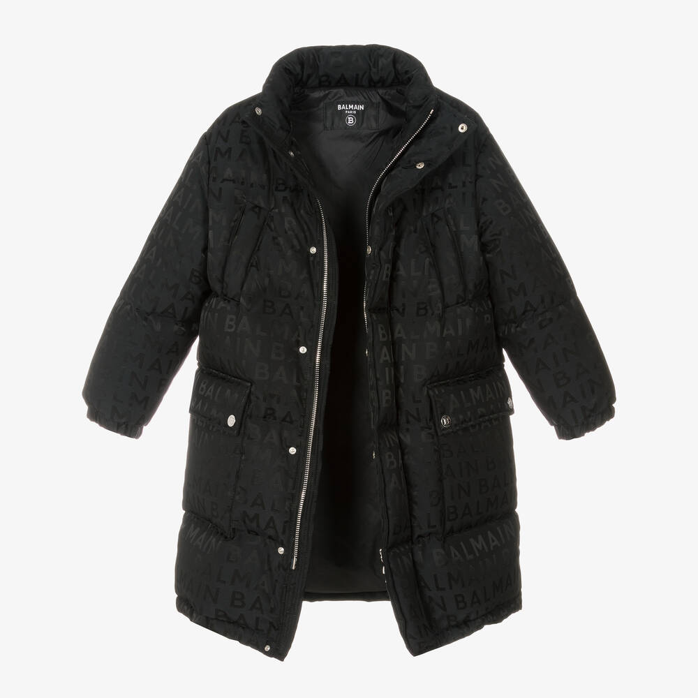 Balmain Black Down Padded Puffer Coat Childrensalon Outlet