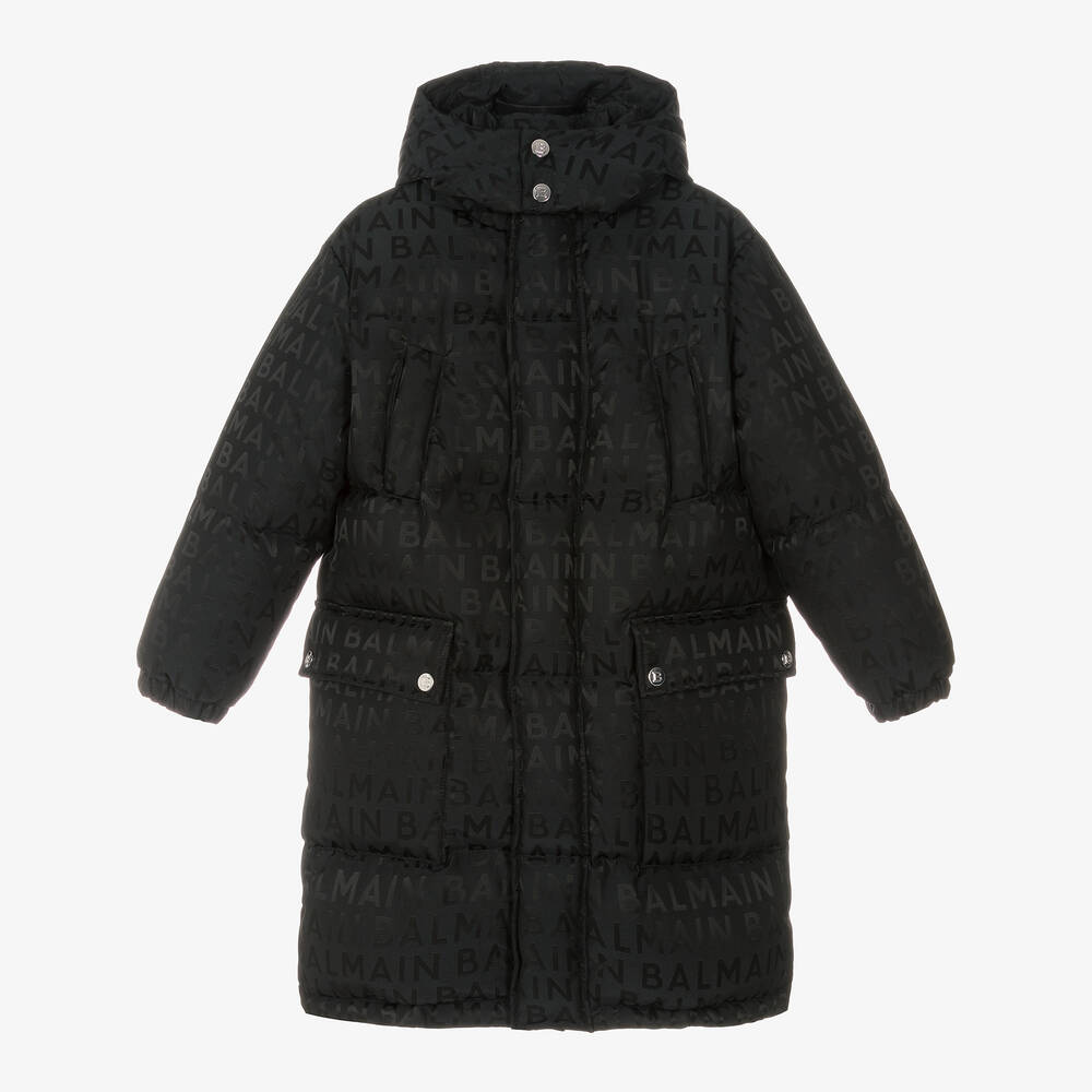 Balmain - Black Down Padded Puffer Coat | Childrensalon
