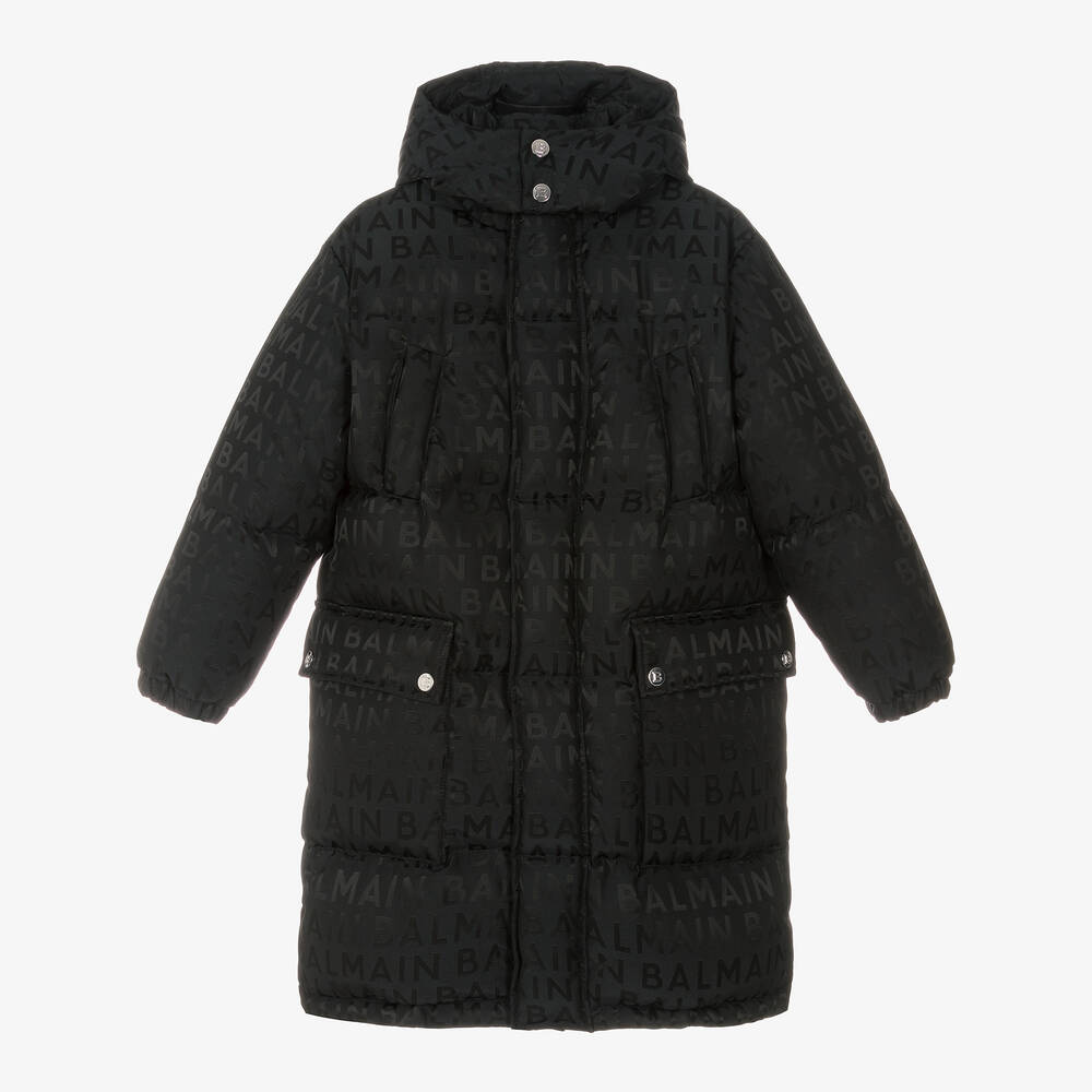 Balmain - Doudoune noire matelassée | Childrensalon