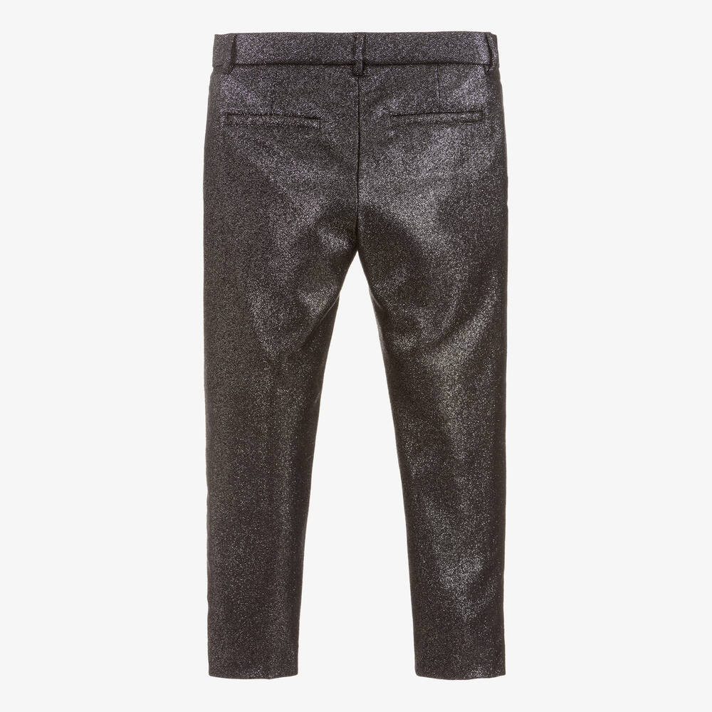 Balmain-Black Glittery Wool Trousers | Childrensalon Outlet