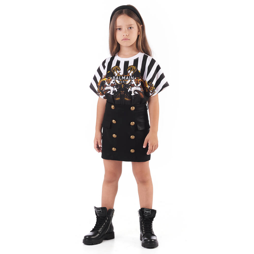 Balmain-Black & Gold Button Dress | Childrensalon Outlet