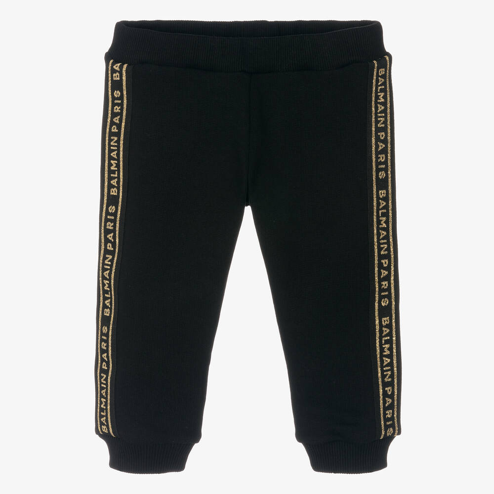 Balmain - Baumwoll-Jogginghose Schwarz/Gold | Childrensalon