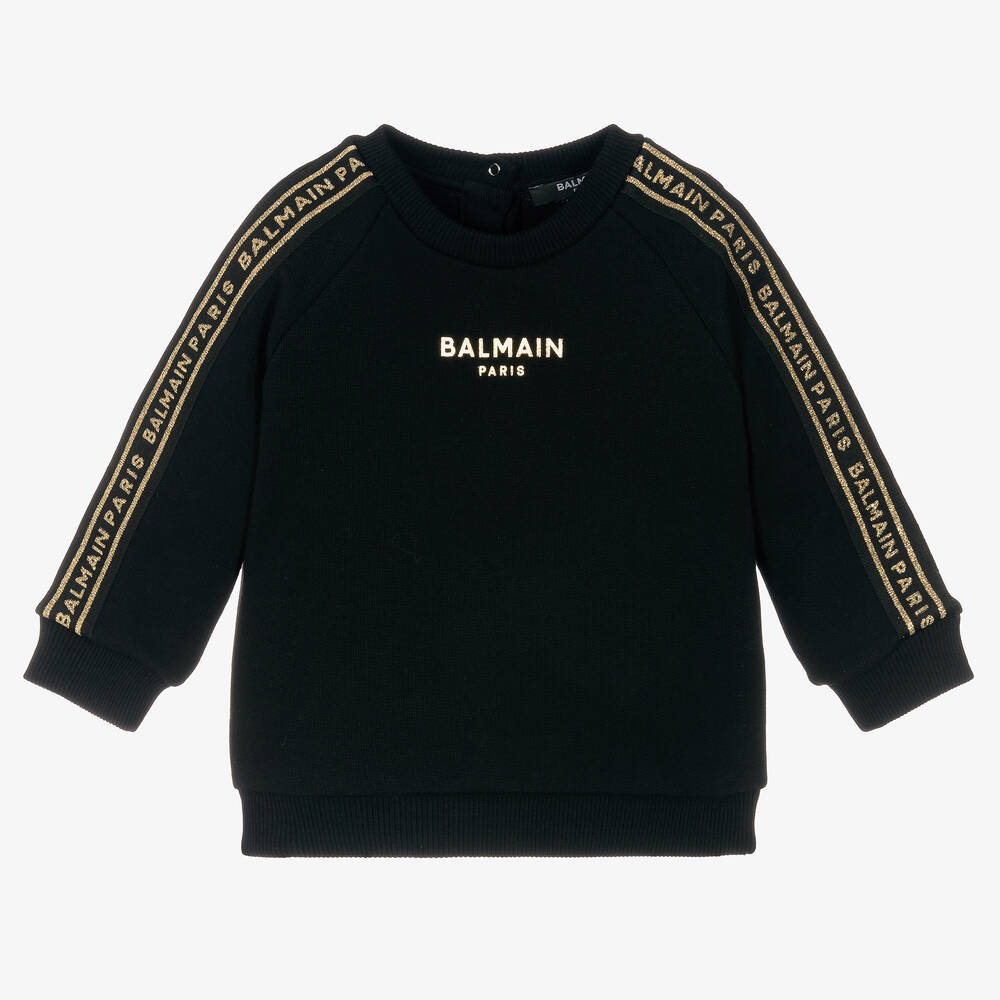 Balmain - Baumwoll-Sweatshirt Schwarz/Gold | Childrensalon