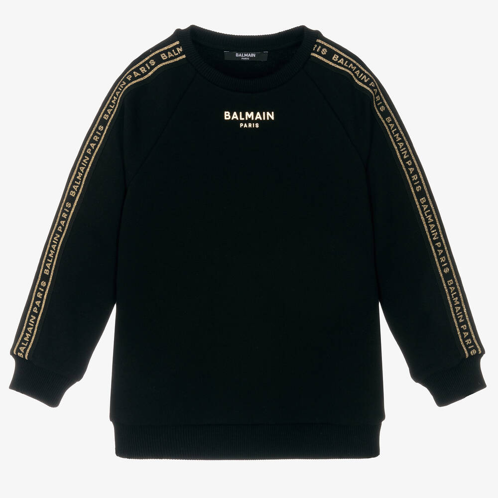Balmain - Black & Gold Cotton Sweatshirt | Childrensalon