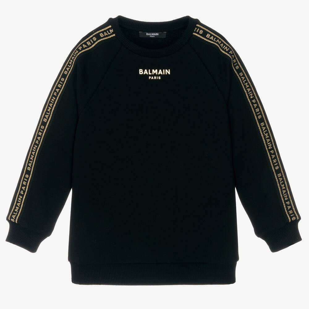 Balmain - Baumwoll-Sweatshirt Schwarz/Gold | Childrensalon