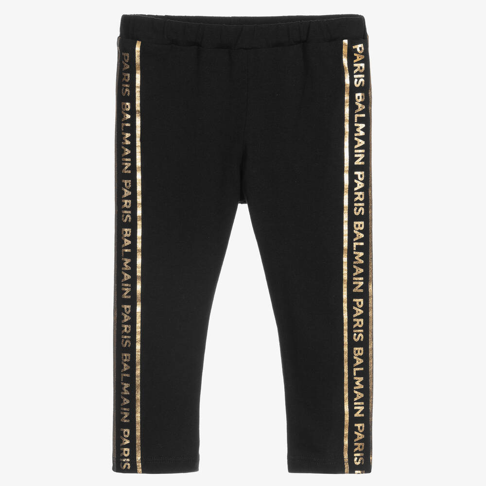 Balmain-ليغنغز أطفال بناتي قطن لون أسود و ذهبي | Childrensalon Outlet