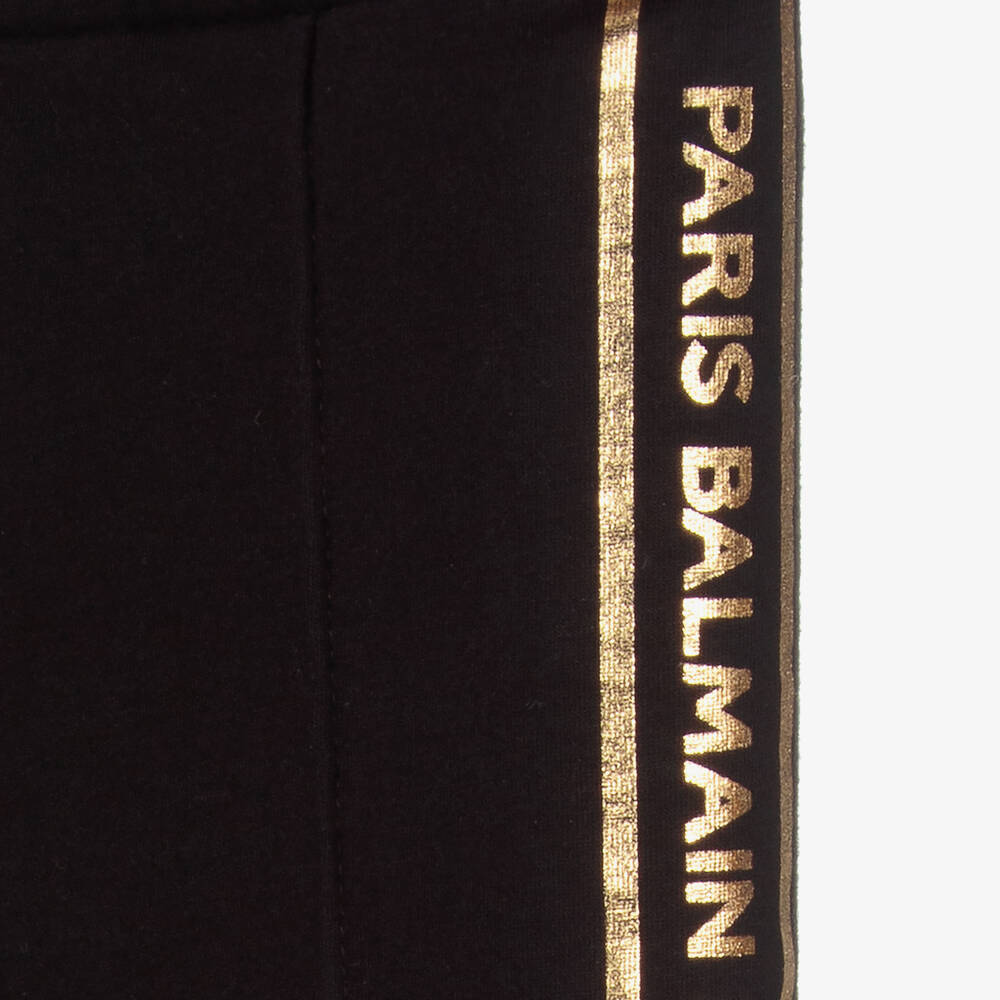 Balmain-ليغنغز قطن لون أسود وذهبي للبنات | Childrensalon Outlet