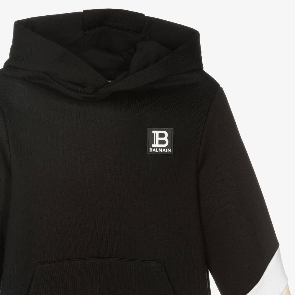 Balmain Black Jersey Logo Hoodie Childrensalon Outlet