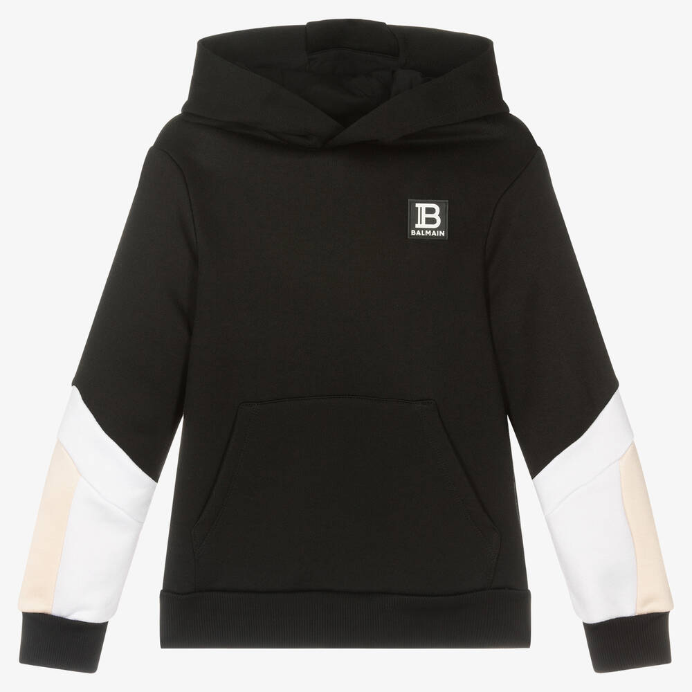 Balmain - Black Jersey Logo Hoodie | Childrensalon