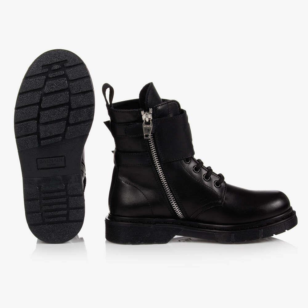 بالمان -بوت جلد بأربطة لون أسود | Childrensalon Outlet